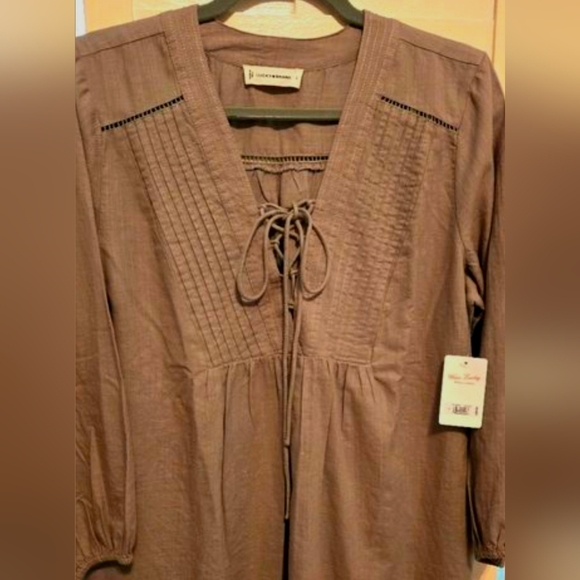 Lucky Brand Tops - NWT LUCKY BRAND WESTERN women's blouse, moss color,tie up. 100% cotton